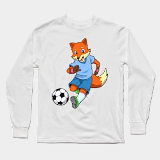 Cartoon fox plays soccer Long Sleeve T-Shirt